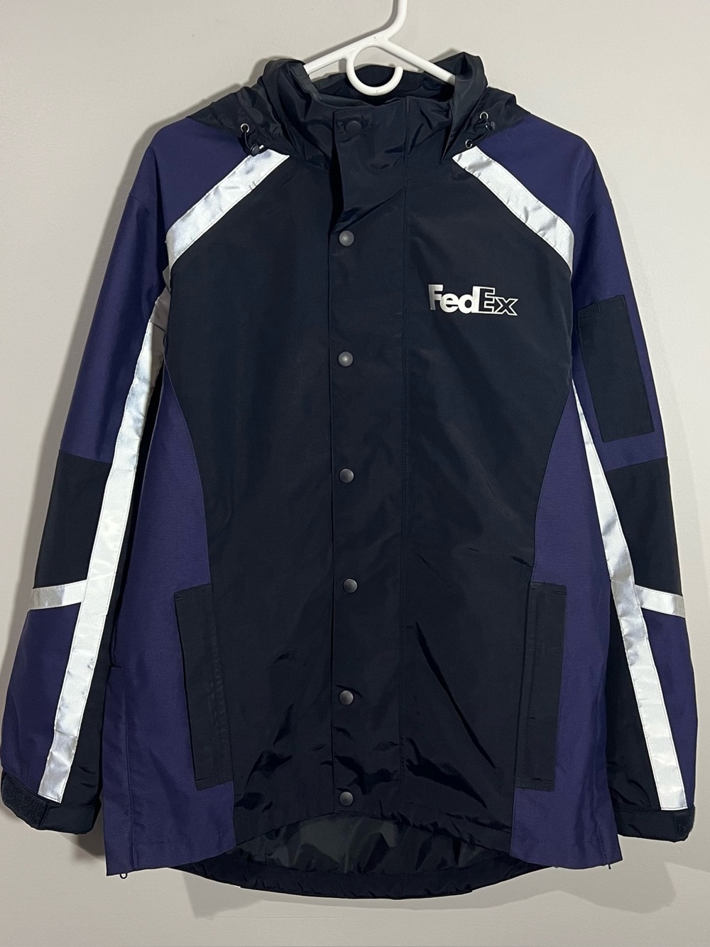 Vintage Fedex Federal Express Black Full-Zip Windbreaker Jacket Mens Medium